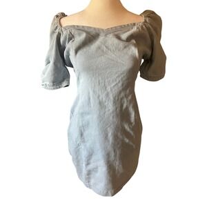 Jealous Tomato Women Puff Sleeve Sweetheart Denim Mini Dress S Y2k Cowgirl Rodeo